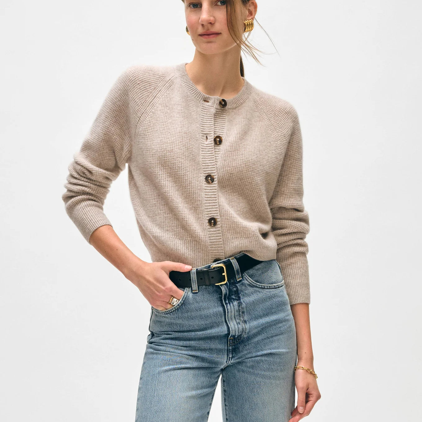 Cashmere Waffle Cardigan