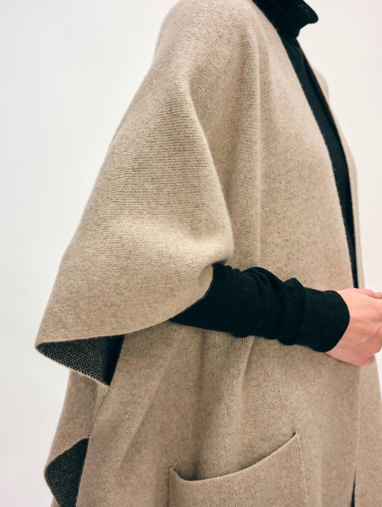 CASHMERE BLEND FRINGE PONCHO