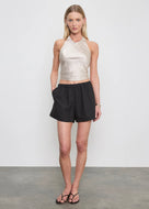 Textured Satin Halter Scarf Top