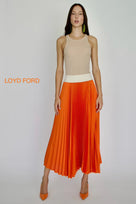 Classic Satin Midi Skirt - Chartreuse