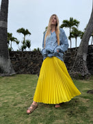 Classic Satin Midi Skirt - Chartreuse
