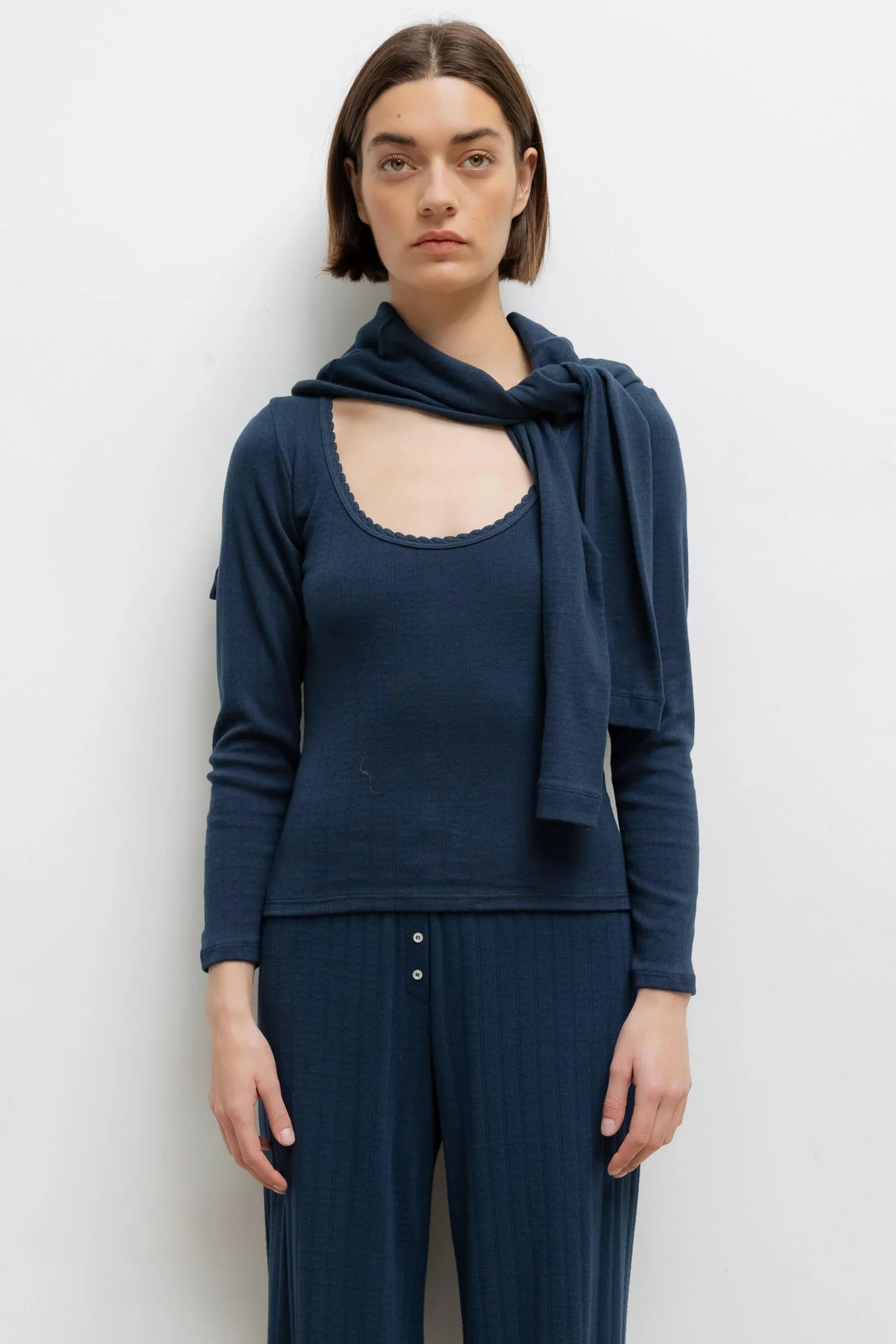 Pointelle L/s Scoop Tee