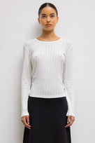 Pointelle Slim Fit Long Sleeve Tee